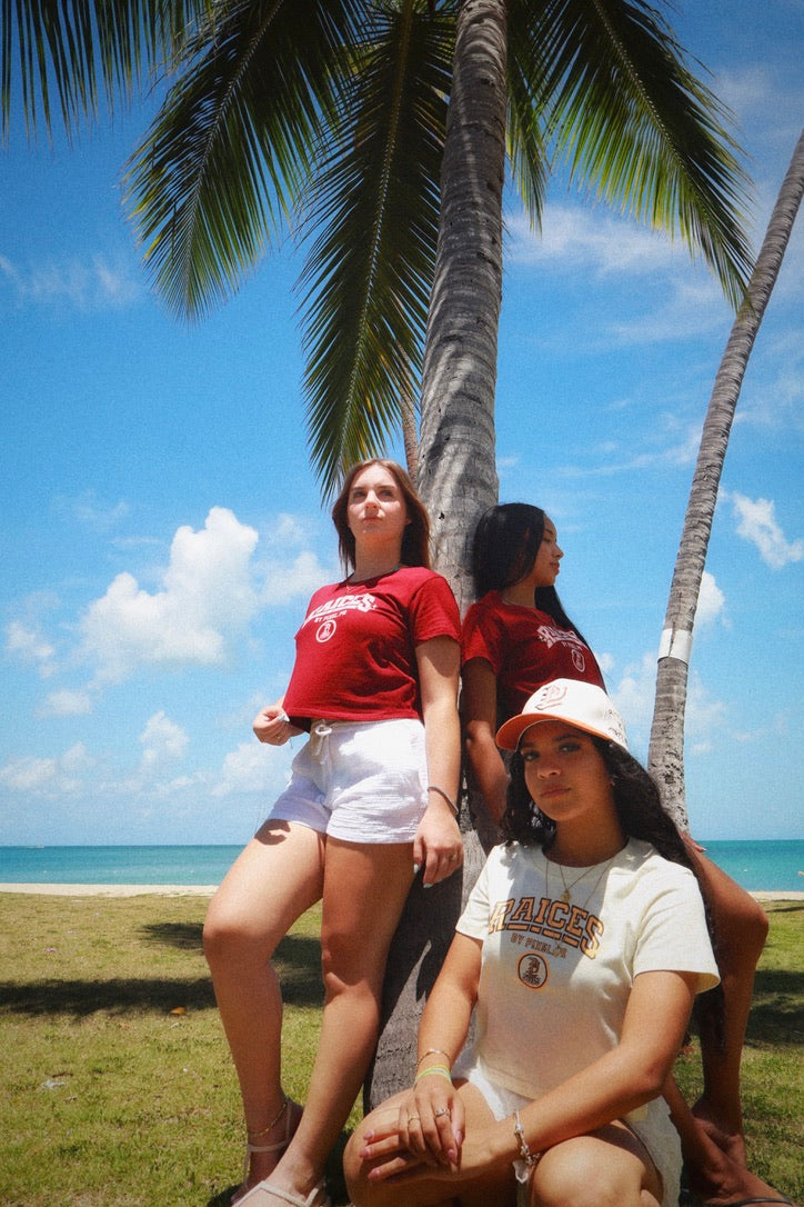 RAÍCES Crop Tee — Cream