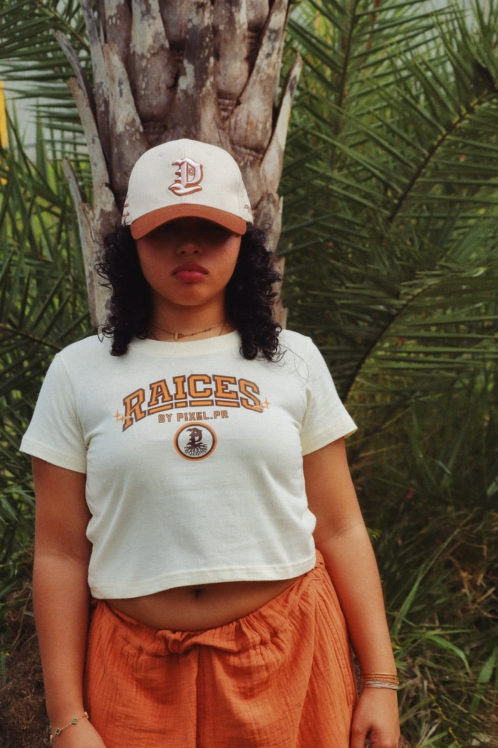 RAÍCES Crop Tee — Cream