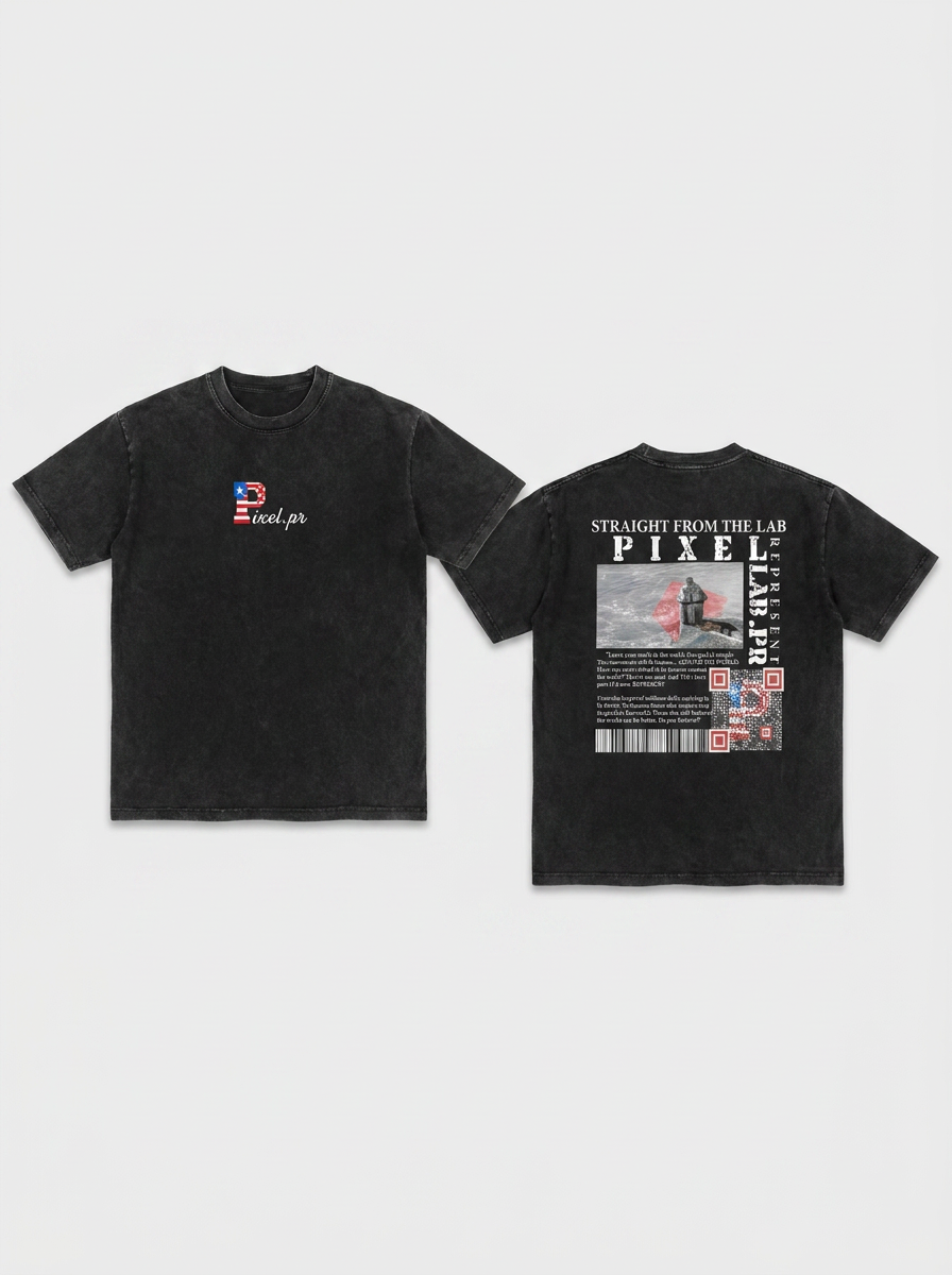 PIXEL.PR Logo Tee — professional flat-lay packshot