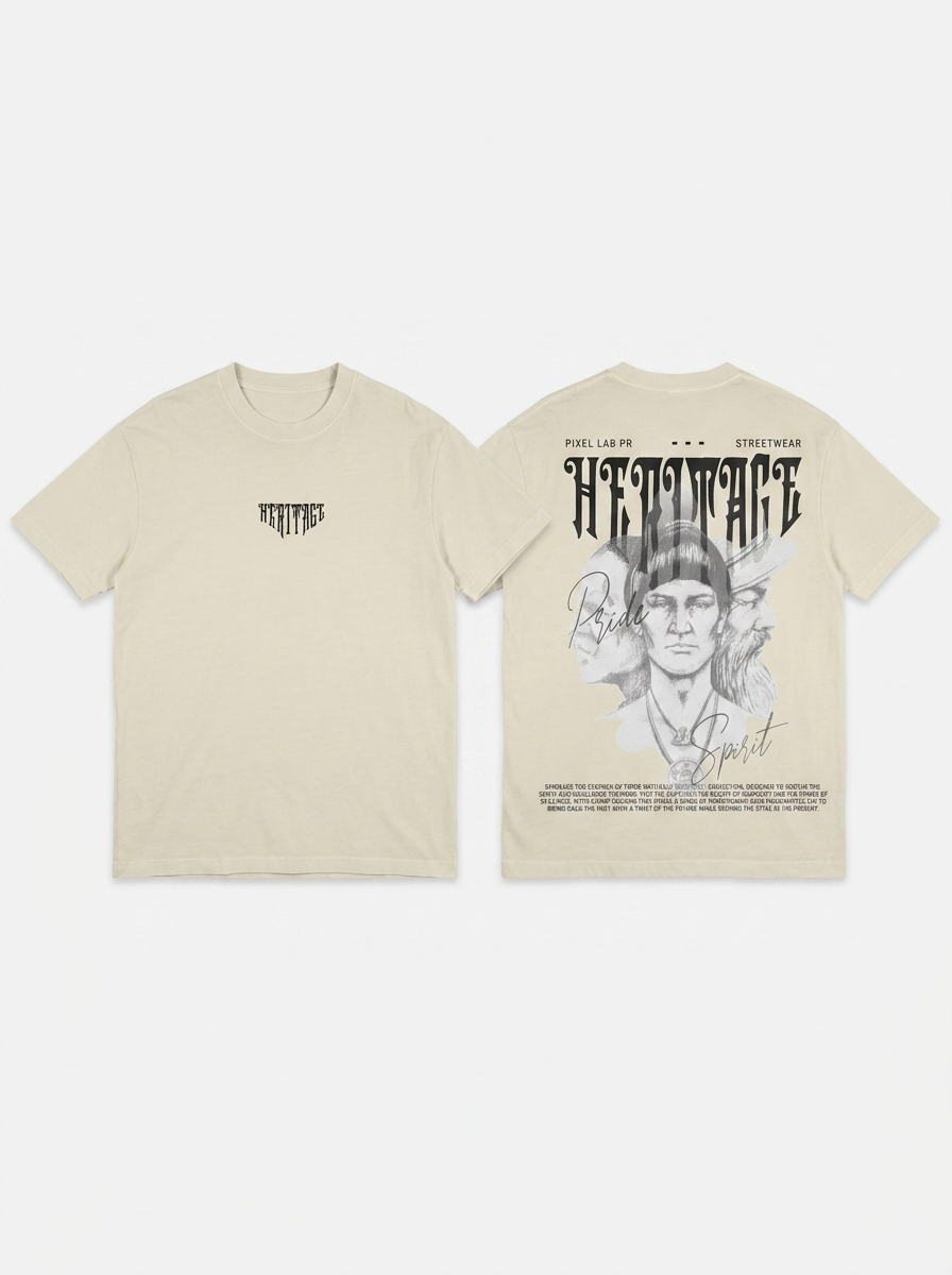 Heritage Tee — professional flat-lay packshot
