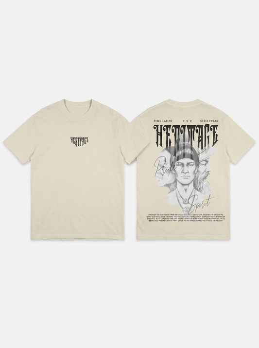 Heritage Tee — professional flat-lay packshot